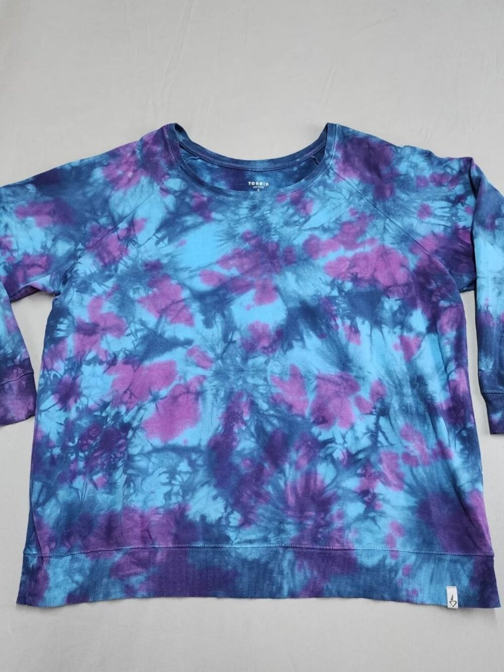 Torrid Active Womens Size 3 3X Tie Dye Sweatshirt Blue Purple Crewneck Pullover